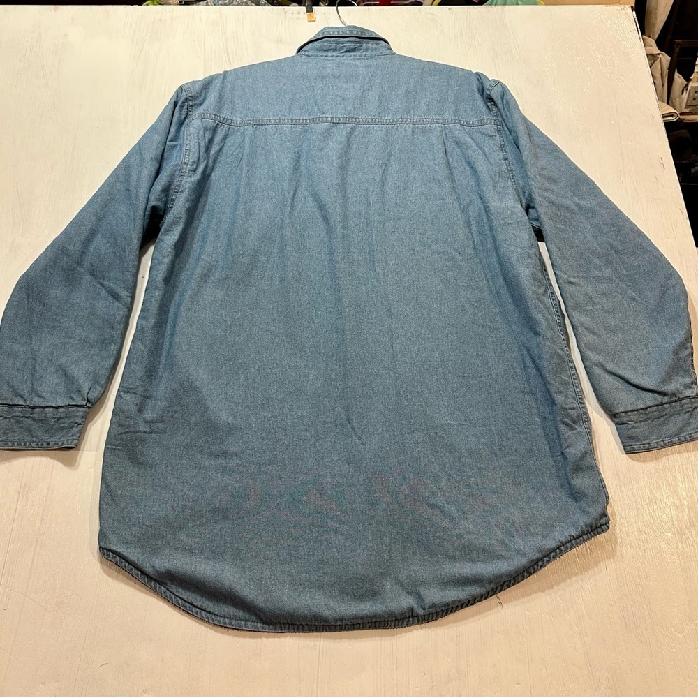 Highland Outfitters Fleece Lined Denim Shirt Jacket Men’s L Blue Button Up - Picture 2 of 9